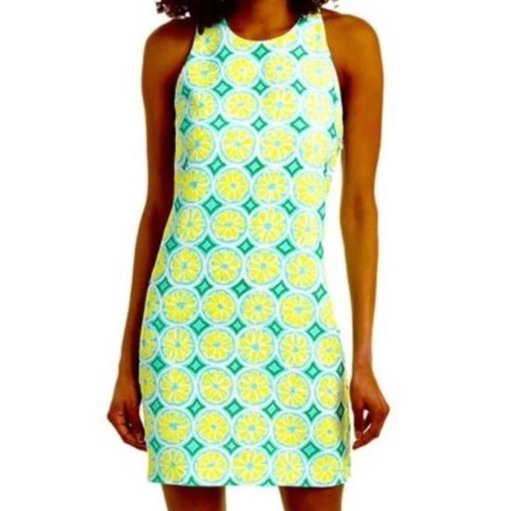 Sail to Sable STS Lemon Print Summer Sleeveless Mini Shift Dress Women's XS